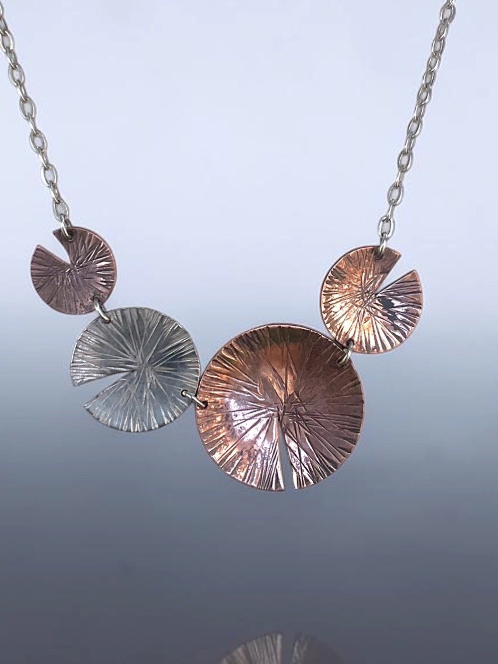 🌺Artisan Sterling & Copper Disc Necklace